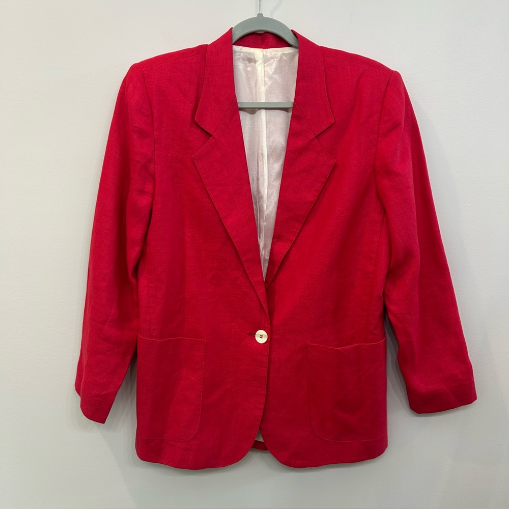 Vintage Benchley Ltd. Linen Blazer In Fuchsia Red Color Size 6